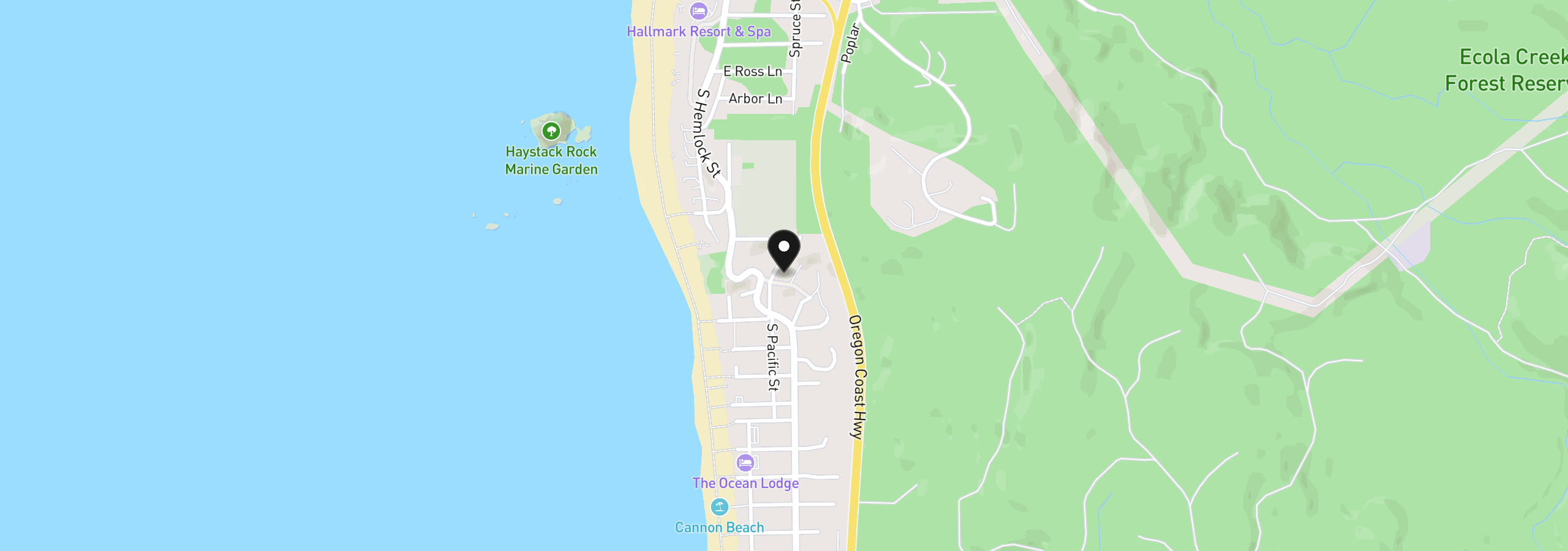 Map showing the location of 2123 Pacific St, Cannon Beach, OR 97110