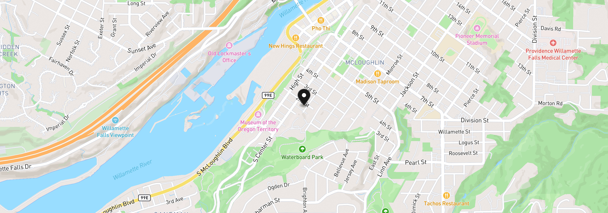 Map showing the location of 518 2nd St, Oregon City, OR 97045