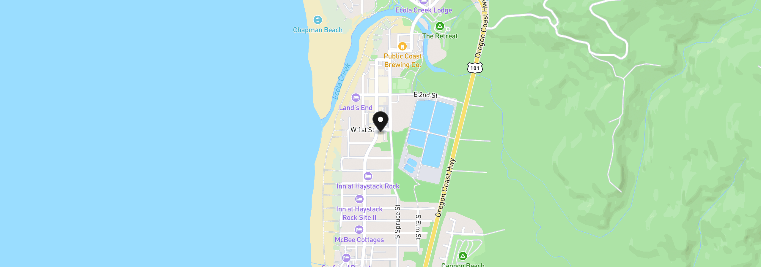 Map showing the location of 123 S Hemlock St 206, Cannon Beach, OR 97110