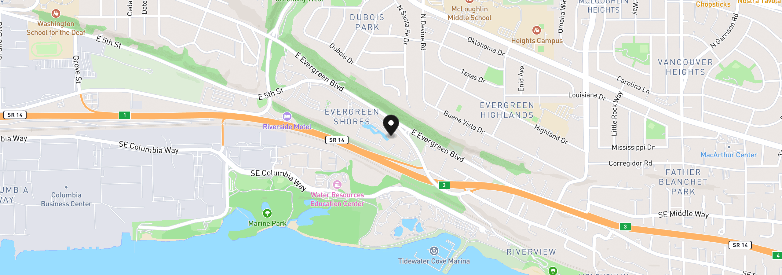 Map showing the location of 5565 E Evergreen Blvd 3303, Vancouver, Wa 98661