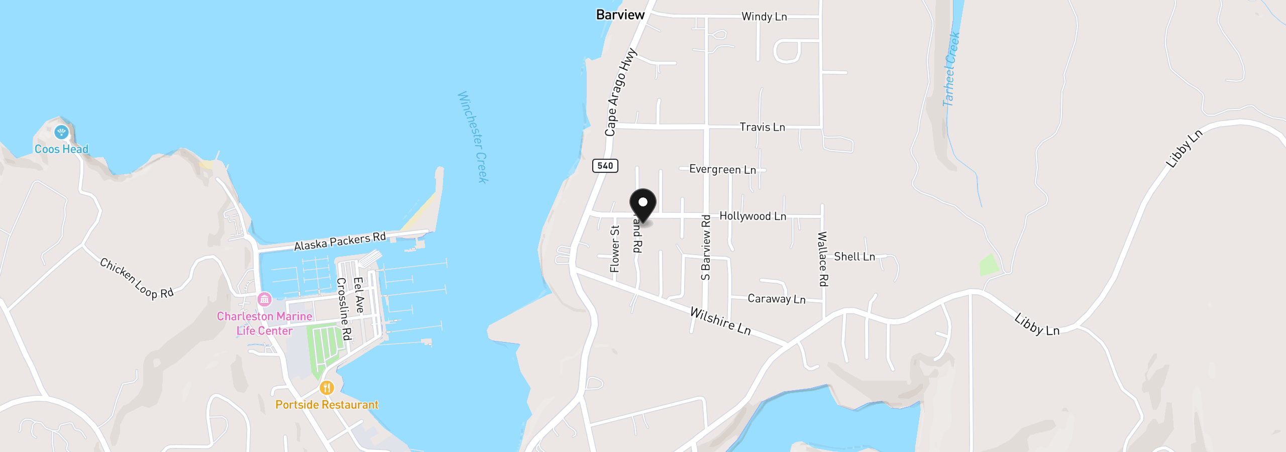 Map showing the location of 63583 Grand Rd, Coos Bay, OR 97420