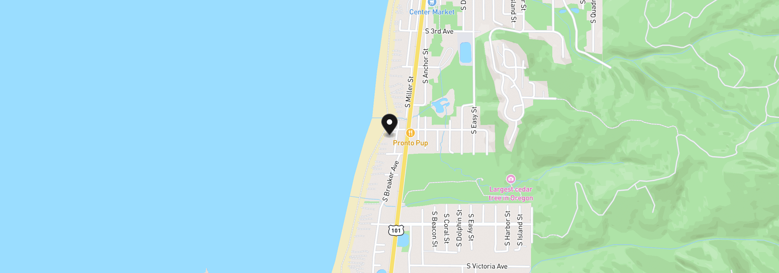 Map showing the location of 621 S Pacific 2, Rockaway Beach, OR 97136