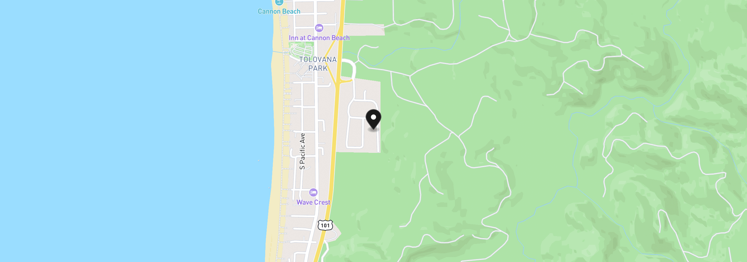 Map showing the location of E Chinook Ave, Cannon Beach, OR 97110