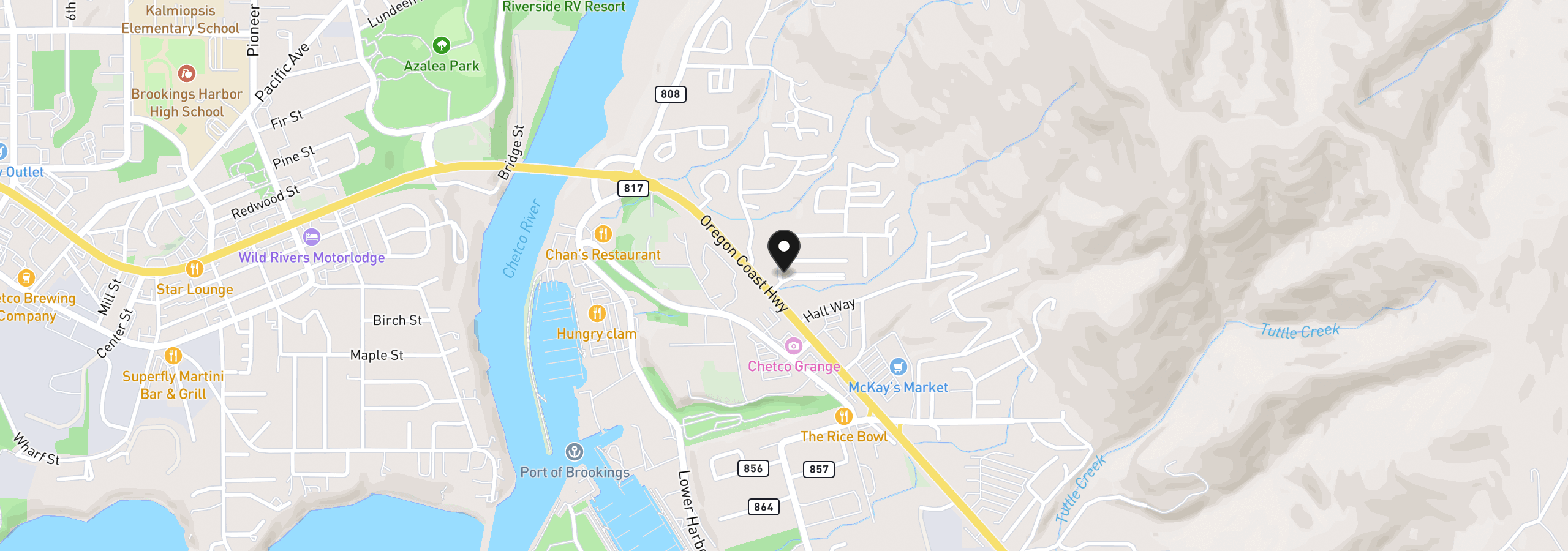 Map showing the location of 97883 Court St 31, Brookings, OR 97415