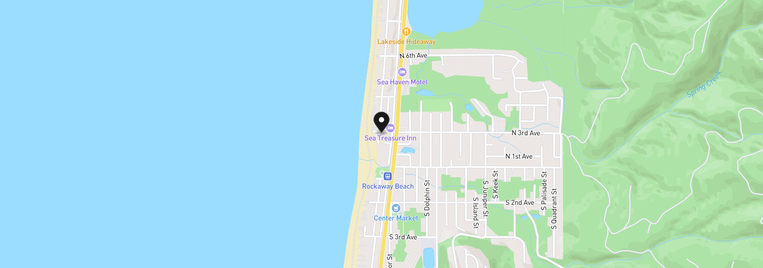 Map showing the location of 290 N Pacific St, Rockaway Beach, OR 97136