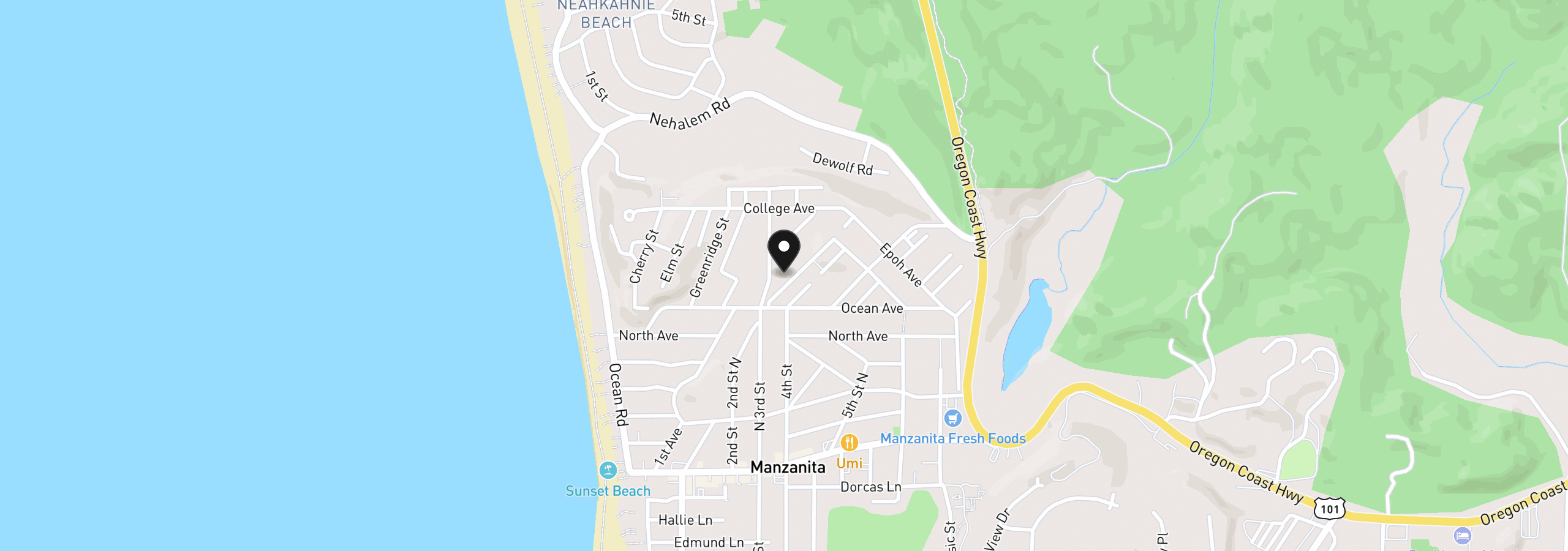 Map showing the location of 739 Madrona St, Manzanita, OR 97130