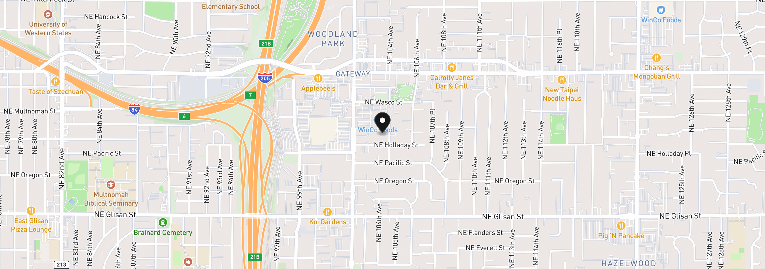 Map showing the location of 10360 NE Hassalo St, Portland, OR 97220