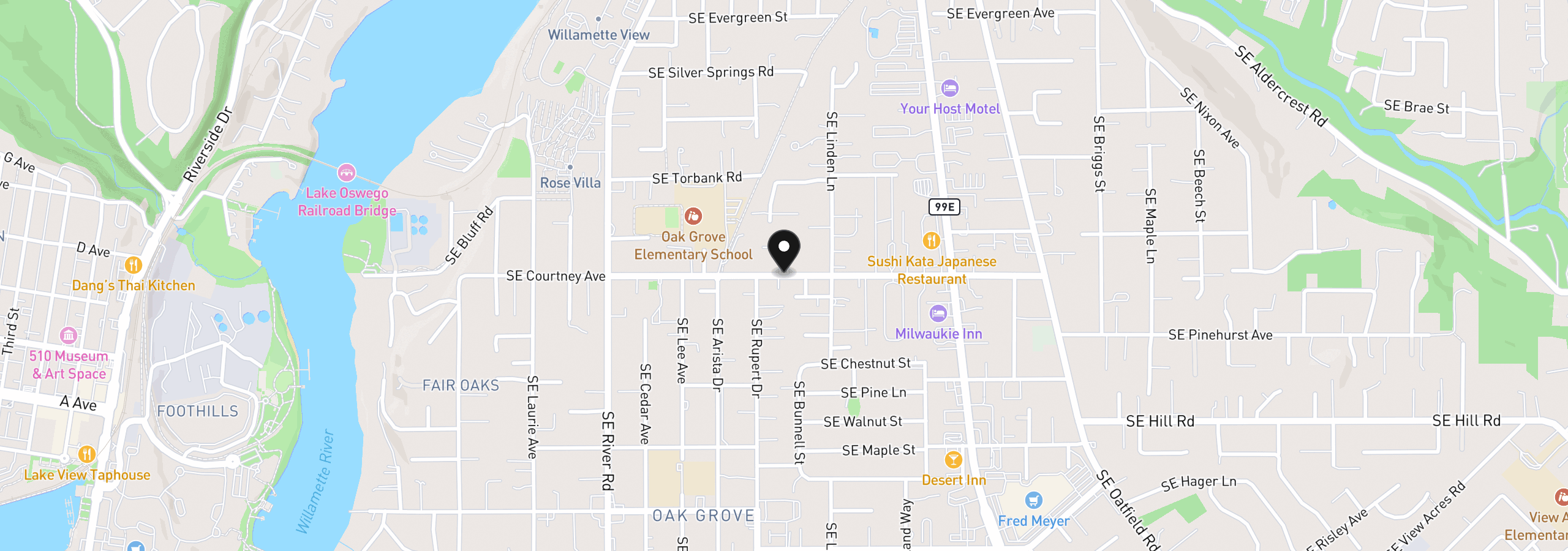 Map showing the location of 0 Courtney, Milwaukie, OR 97222