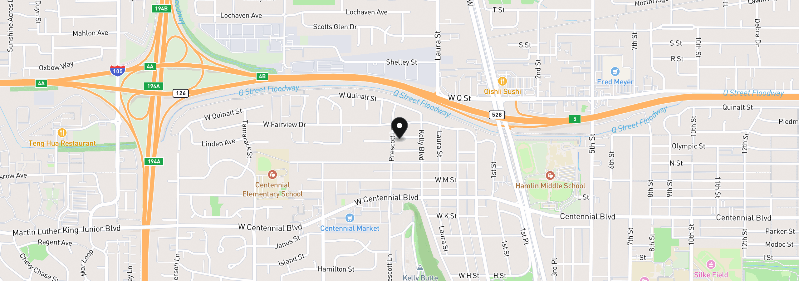 Map showing the location of 577 Pacific Ave, Springfield, OR 97477