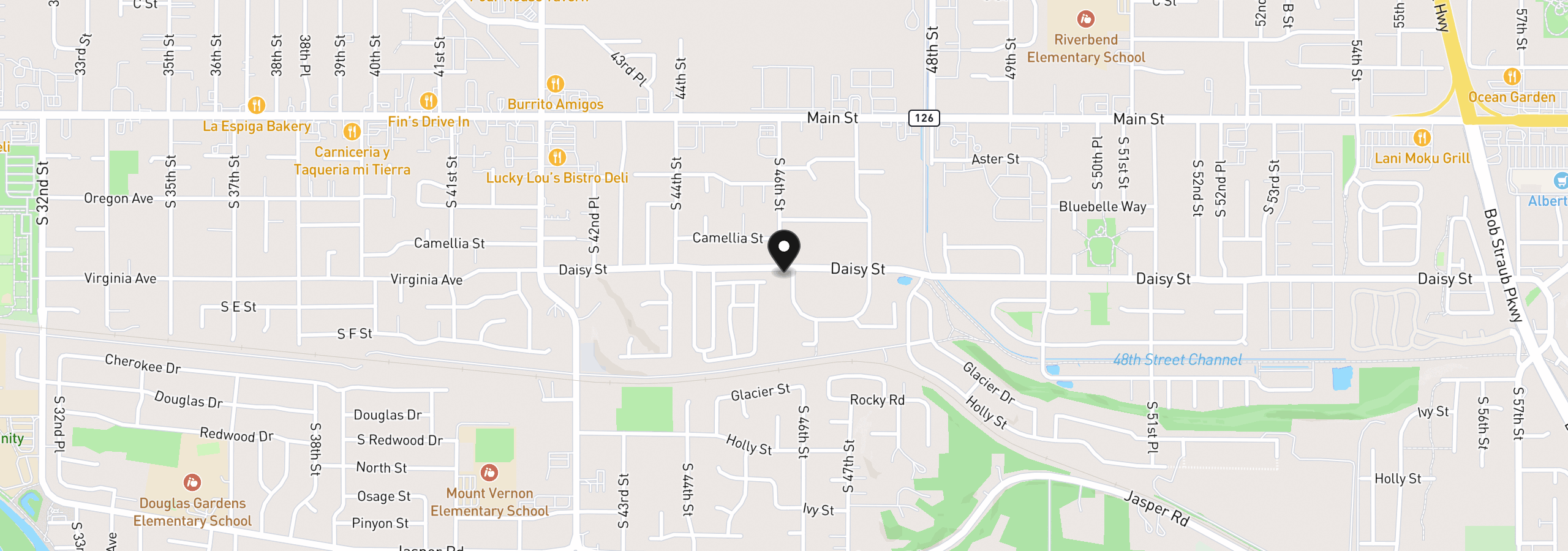 Map showing the location of 4595 Daisy St, Springfield, OR 97478