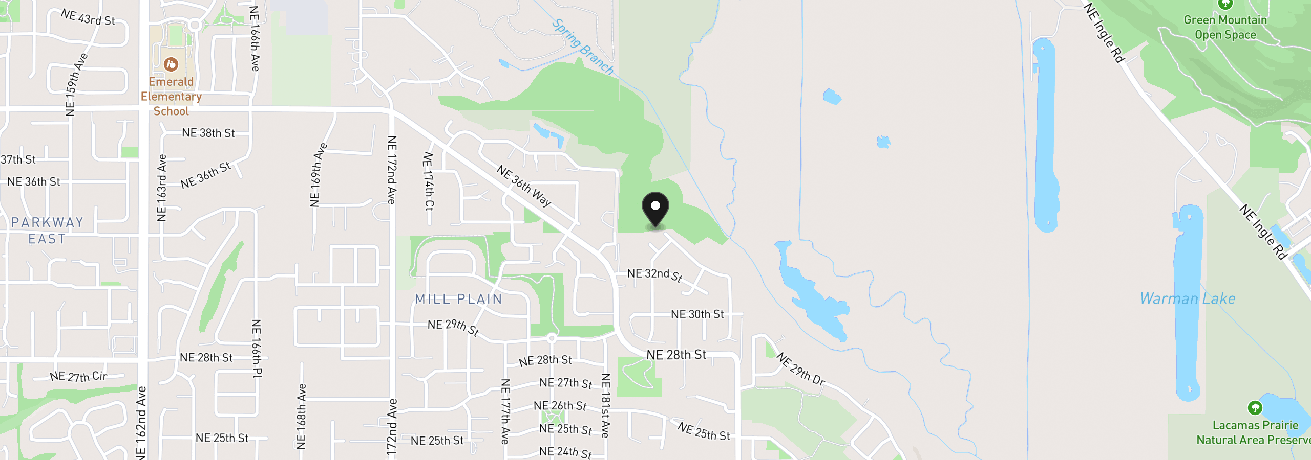 Map showing the location of 18117 NE Garden Dr, Vancouver, Wa 98682