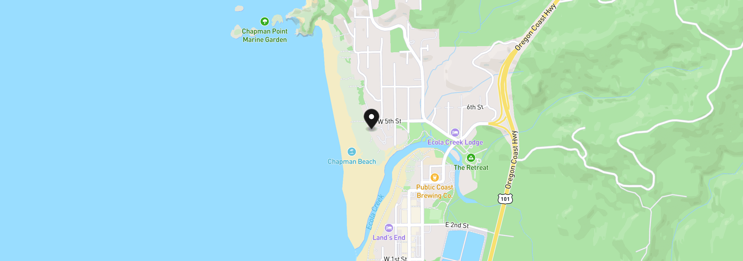 Map showing the location of 505 Breakers Point Condo Ct, Cannon Beach, OR 97110