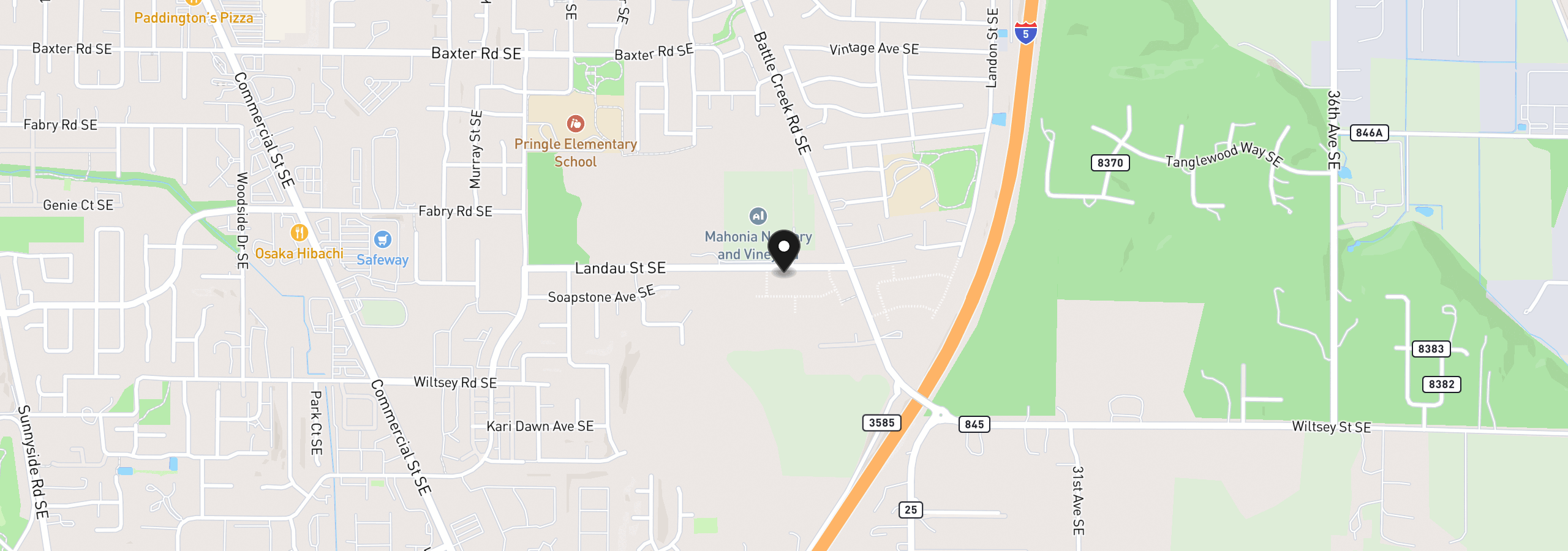 Map showing the location of 2648 Landau St SE, Salem, OR 97306