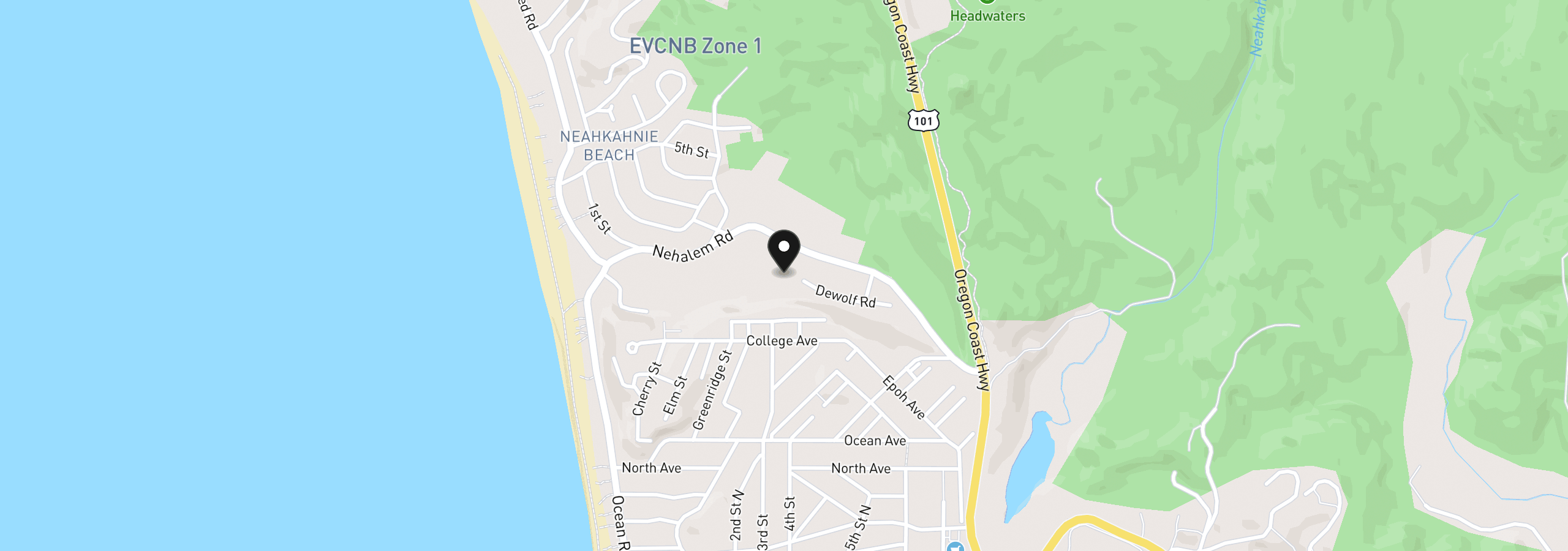 Map showing the location of De Wolf, Manzanita, OR 97130
