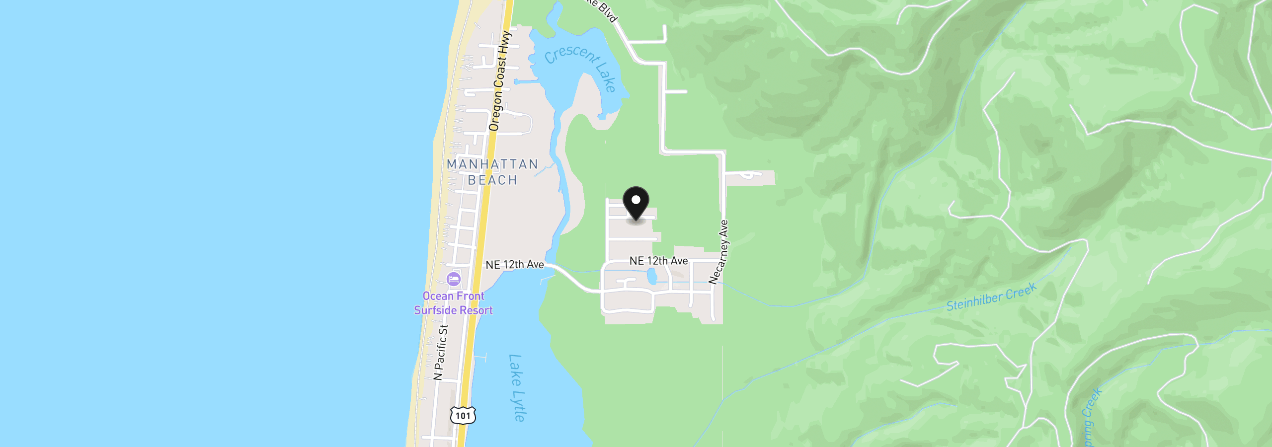 Map showing the location of 1035 NE 14th Ave, Rockaway Beach, OR 97136