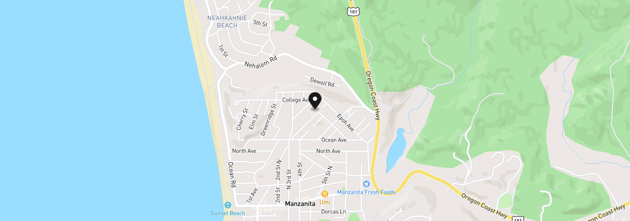 Map showing the location of 424 Poysky Ave, Manzanita, OR 97130