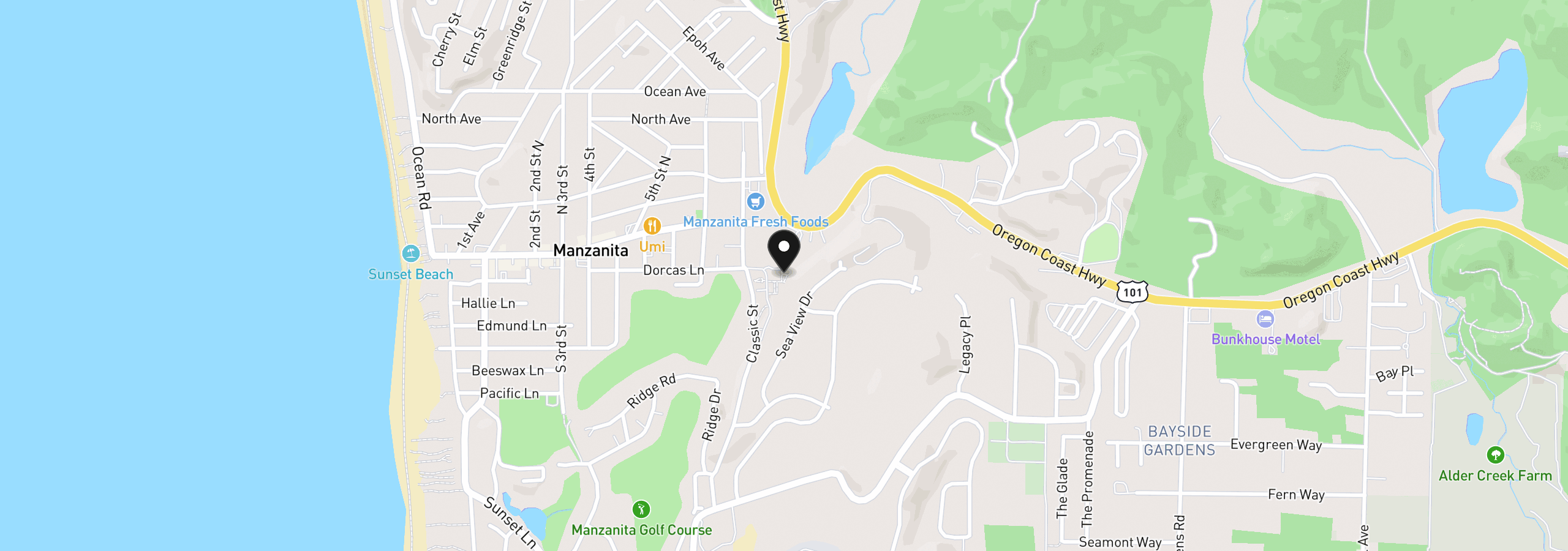 Map showing the location of 762 Dorcas Ln Lot12, Manzanita, OR 97130