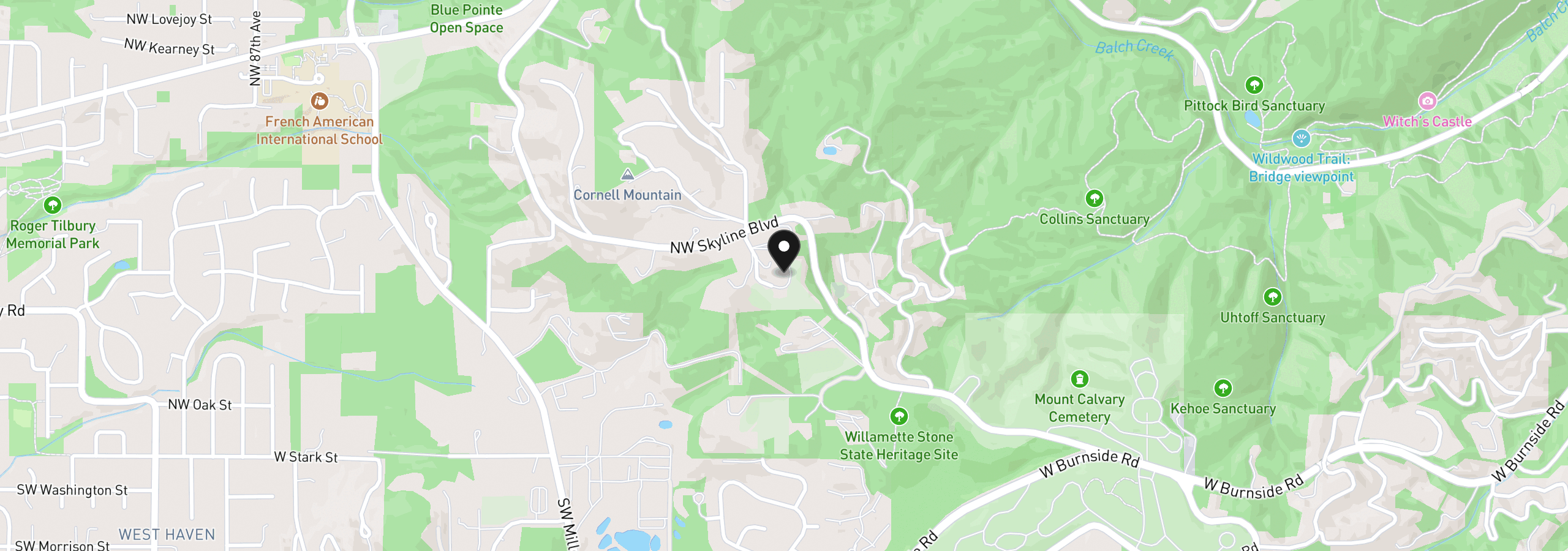 Map showing the location of 429 NW Skyline Blvd, Portland, OR 97229