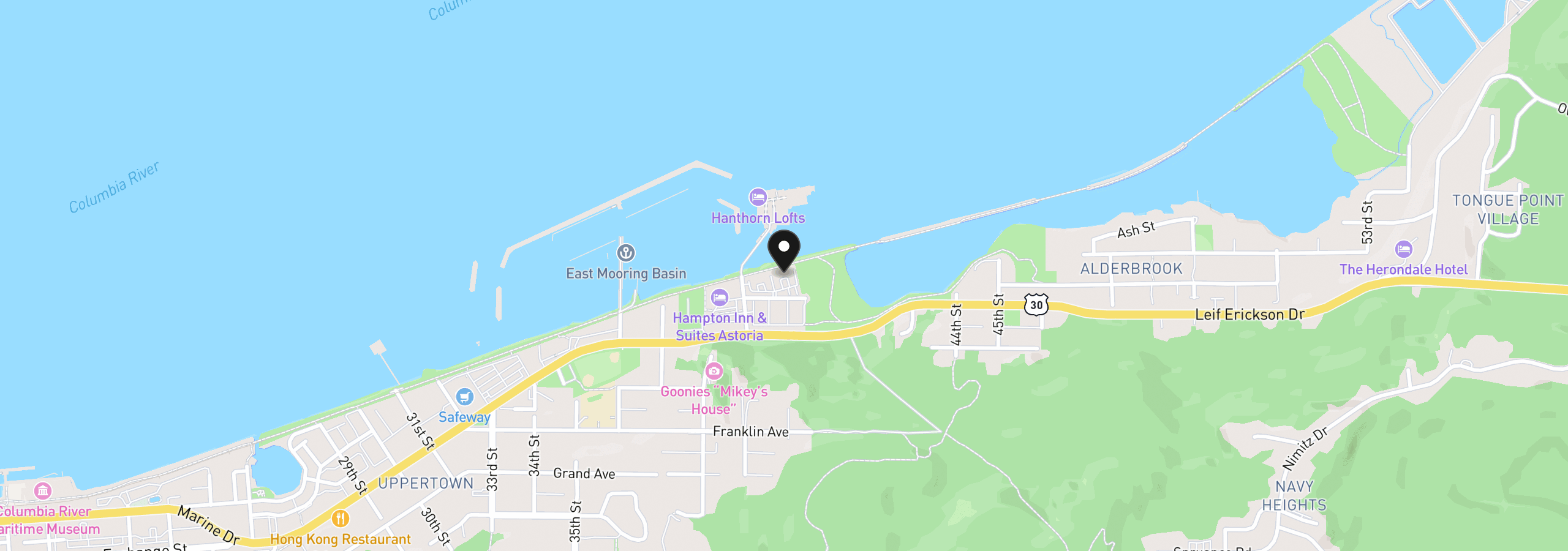 Map showing the location of 3990 Abbey Ln B307, Astoria, OR 97103