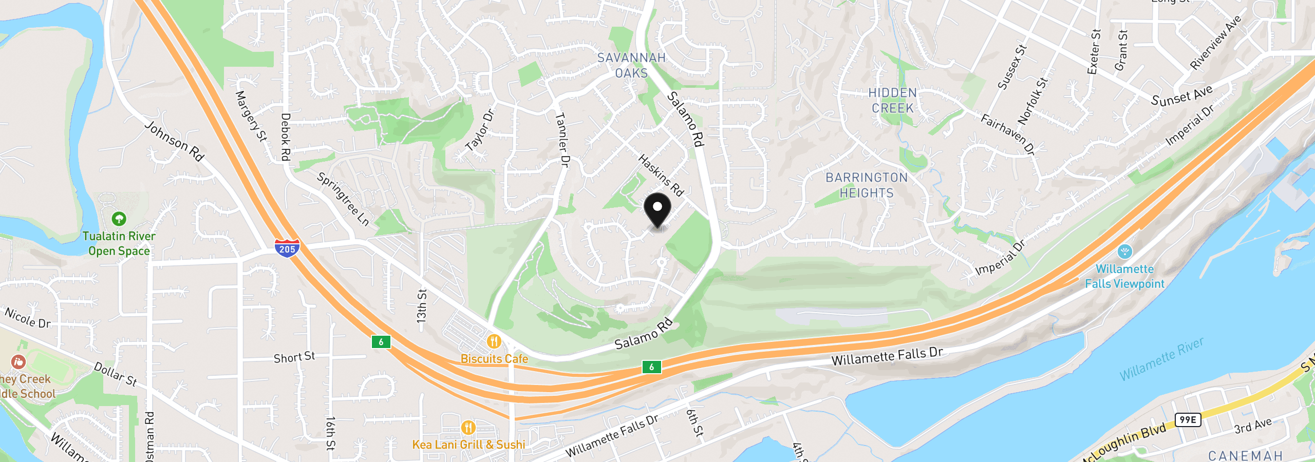 Map showing the location of 2270 Rogue Way, West Linn, OR 97068