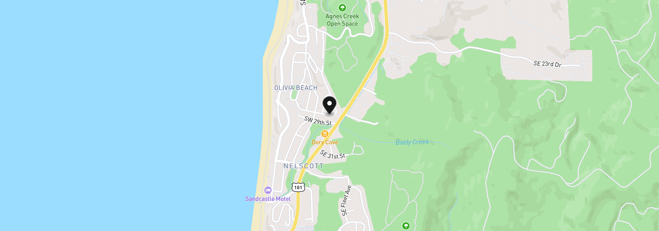 Map showing the location of 784 SW 28th Ct, Lincoln City, OR 97367