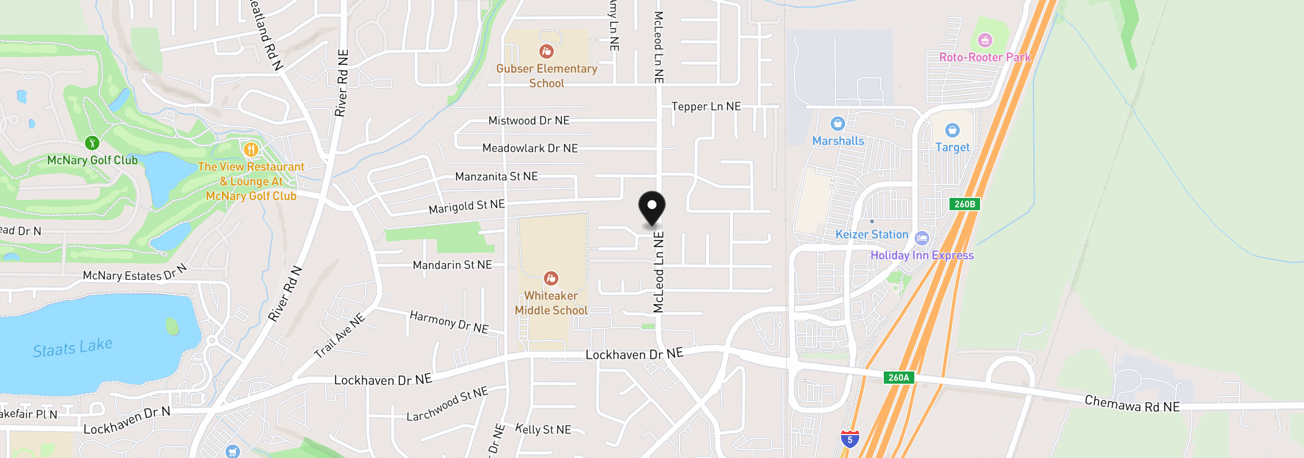 Map showing the location of 1995 Zachris Ct, Keizer, OR 97303