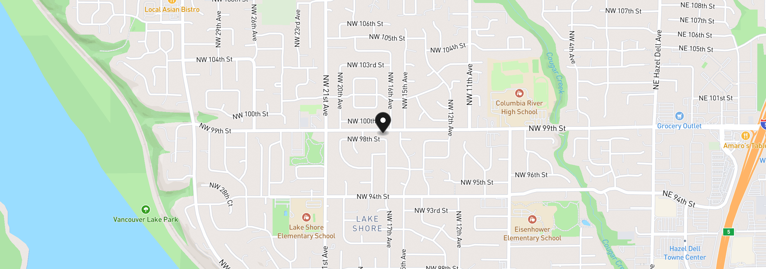 Map showing the location of 1706 NW 98th St, Vancouver, Wa 98665