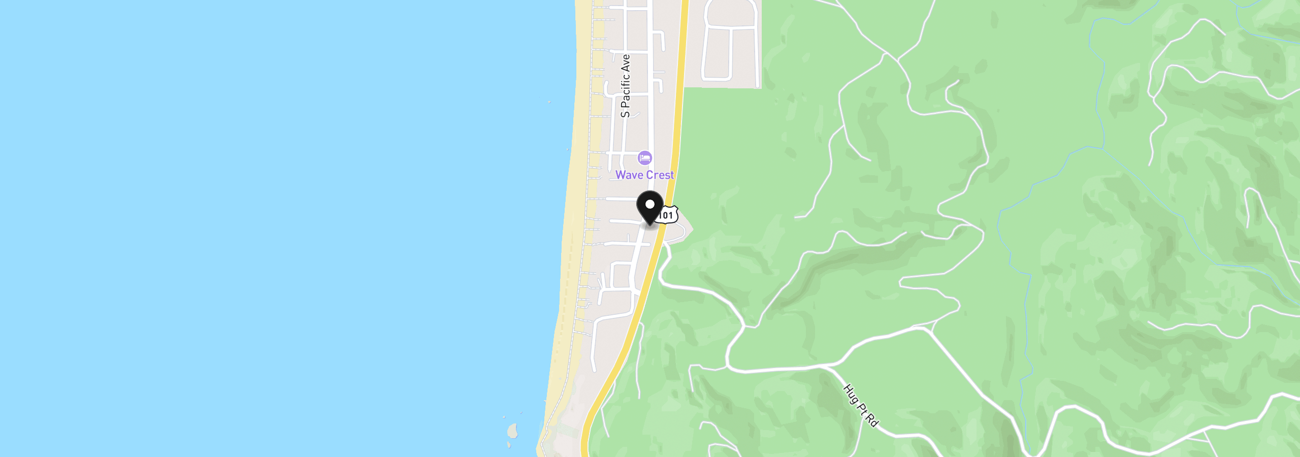Map showing the location of 4241 S Hemlock St, Cannon Beach, OR 97110