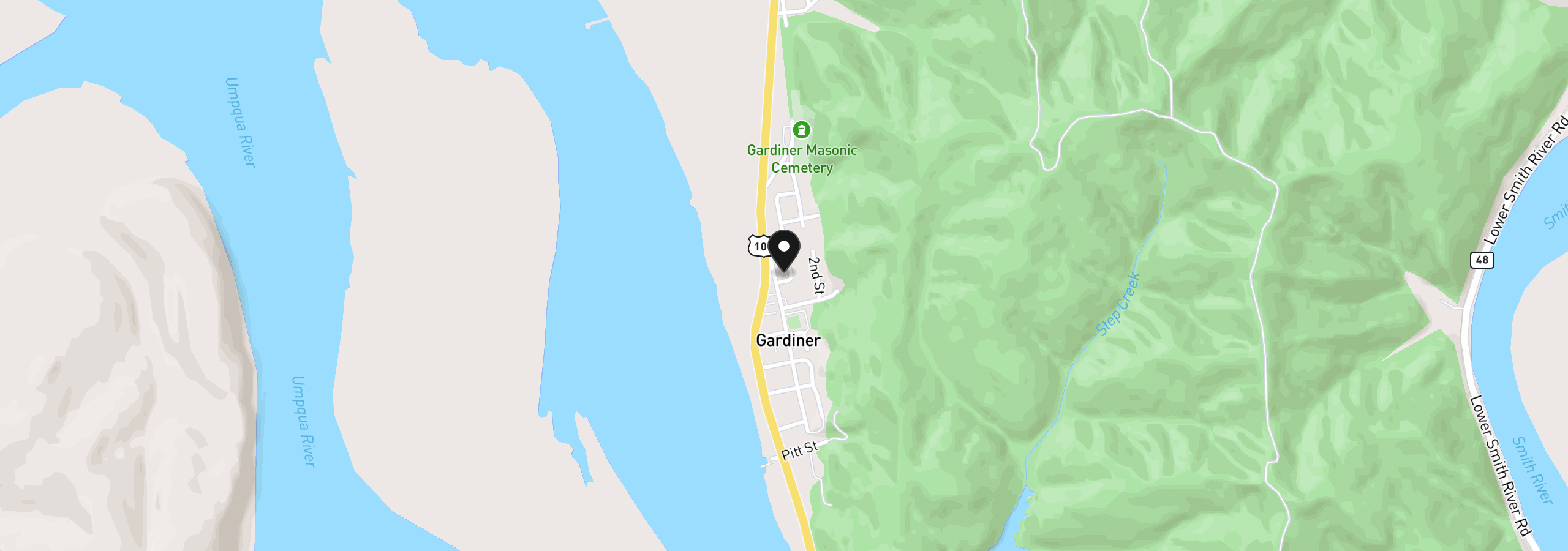 Map showing the location of 925 Front St, Gardiner, OR 97441