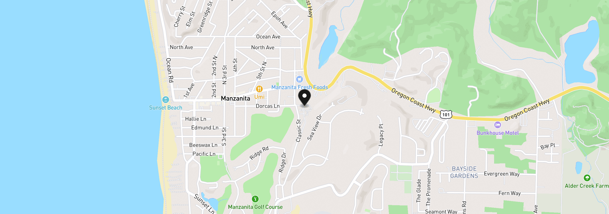 Map showing the location of 352 Jackson Way Lot19, Manzanita, OR 97130