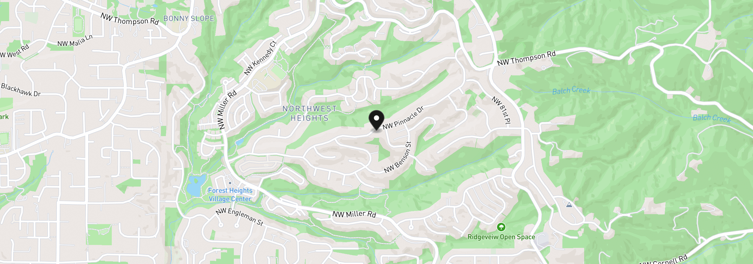 Map showing the location of 2348 NW Pinnacle Dr, Portland, OR 97229