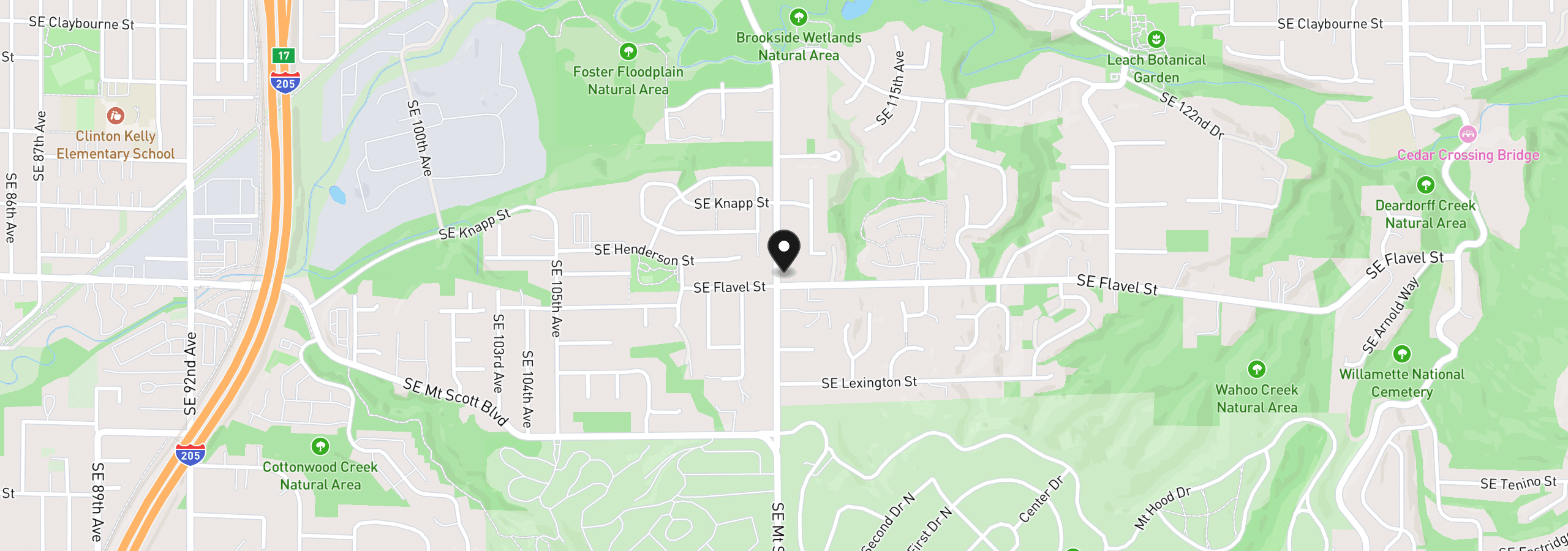 Map showing the location of 7466 SE 112th Ave, Portland, OR 97266
