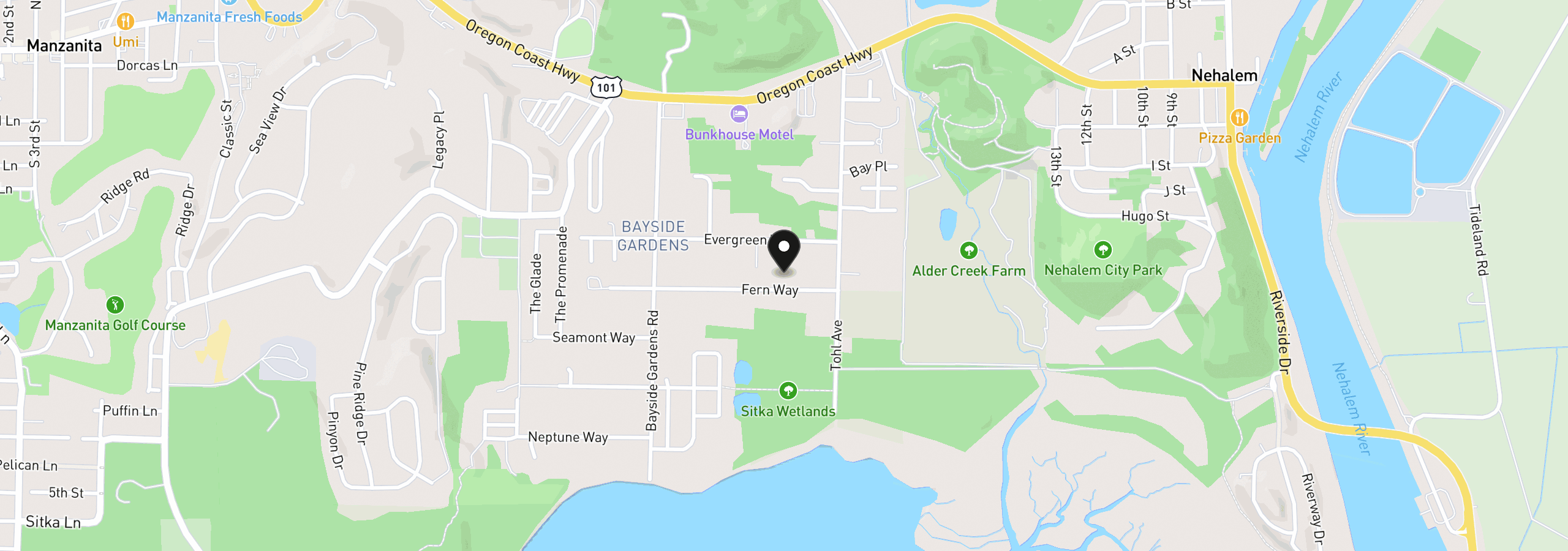 Map showing the location of 11430 Fern Way, Nehalem, OR 97131