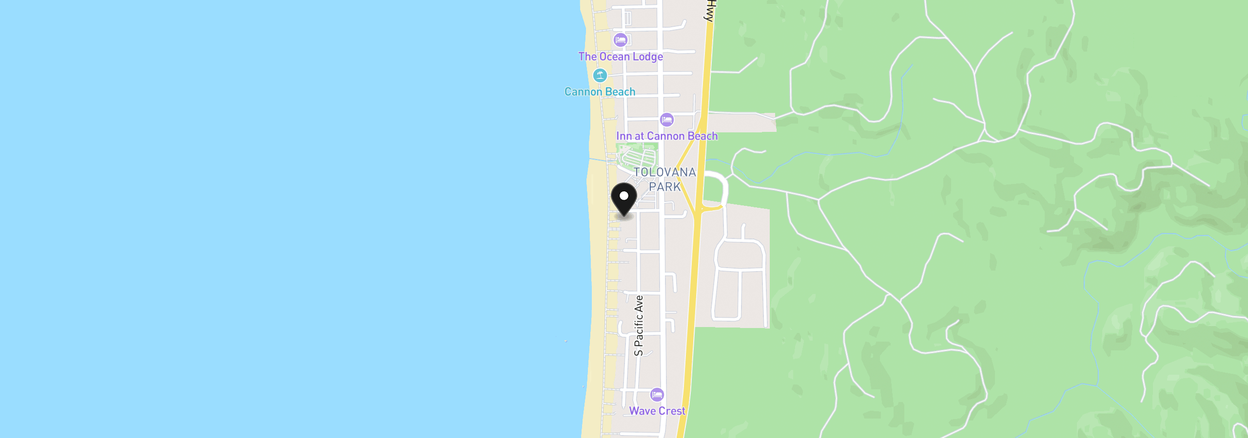 Map showing the location of 231 W Siuslaw St, Cannon Beach, OR 97110