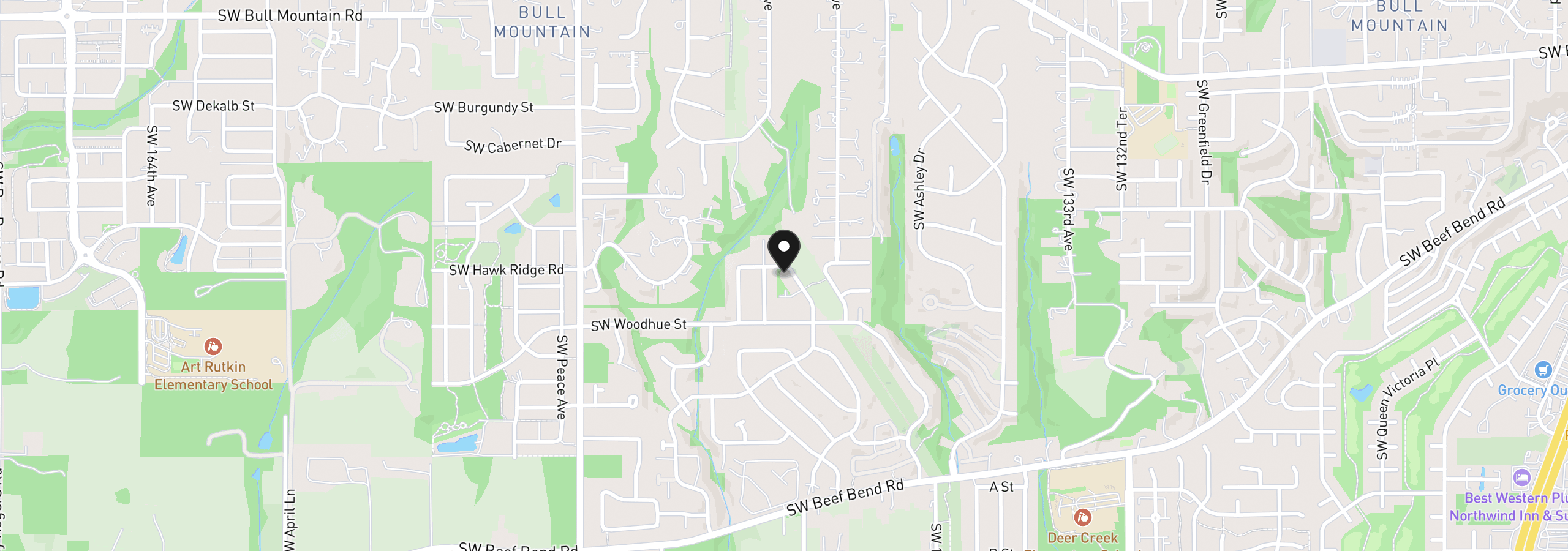 Map showing the location of 14121 SW Tewkesbury Dr, Portland, OR 97224