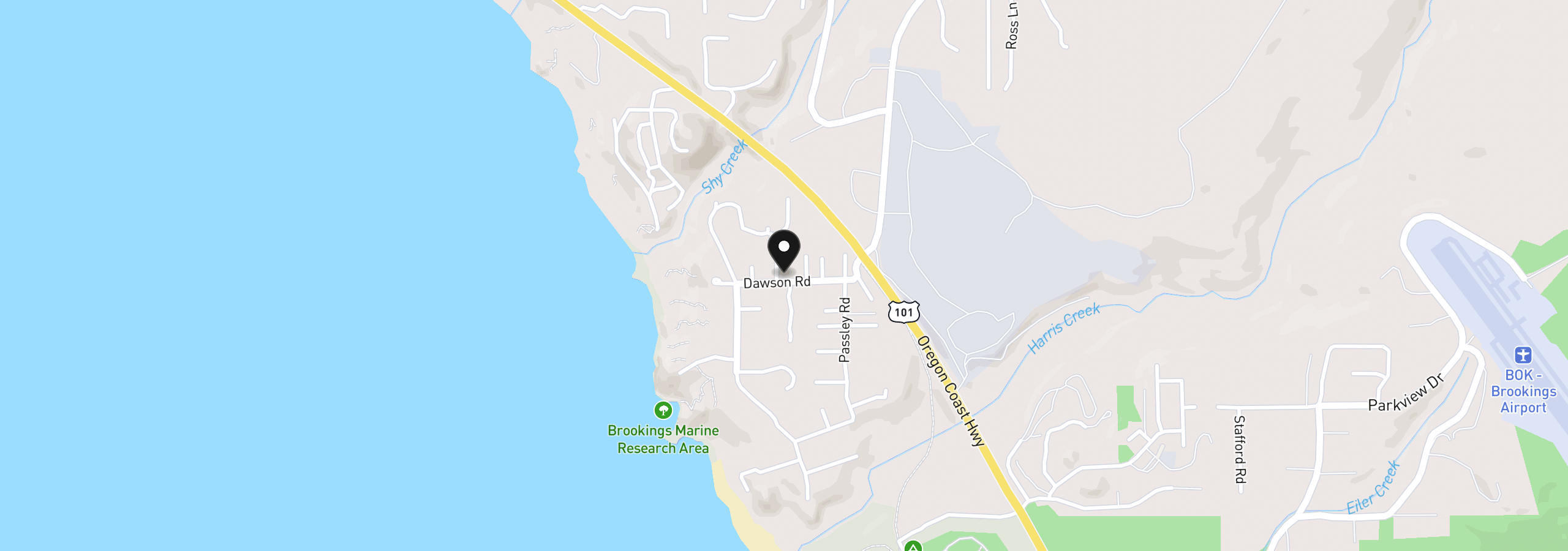 Map showing the location of 17305 Blueberry Dr, Brookings, OR 97415