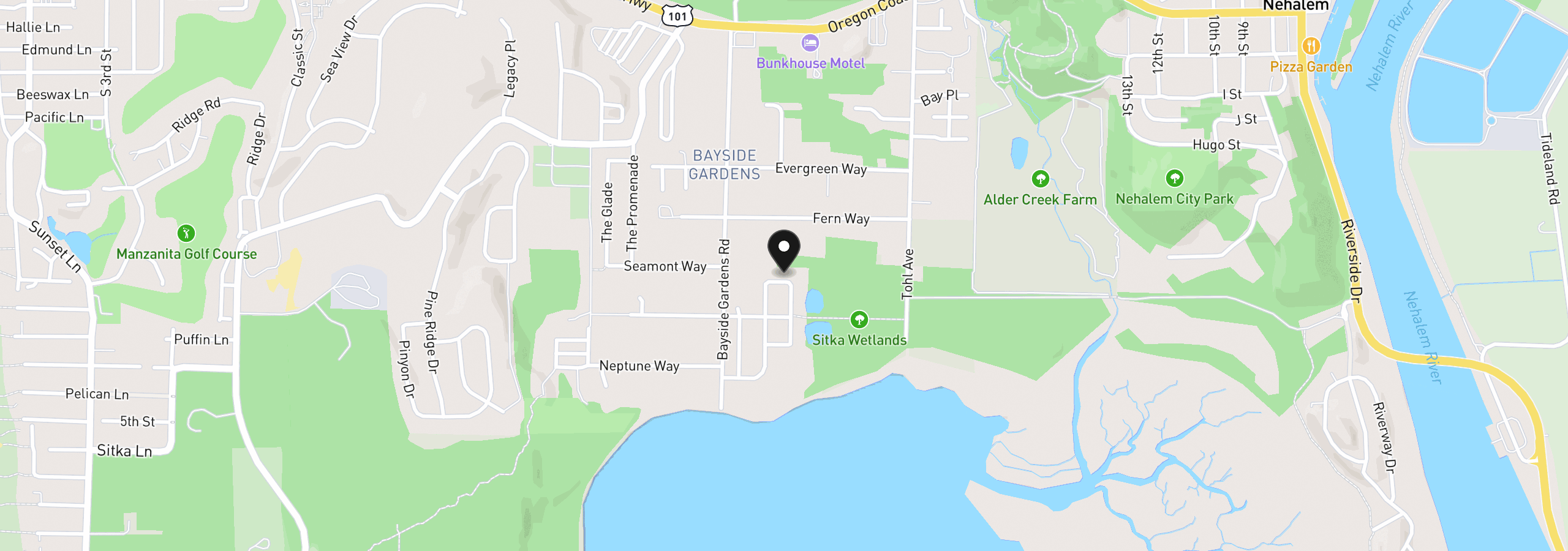 Map showing the location of Pintail Ave, Nehalem, OR 97131