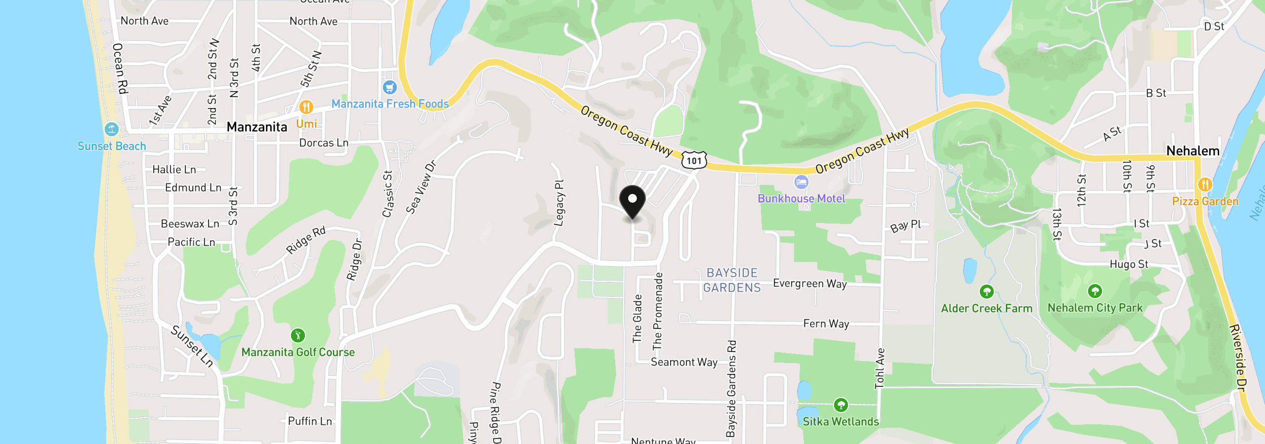 Map showing the location of Schooner Way, Manzanita, OR 97130