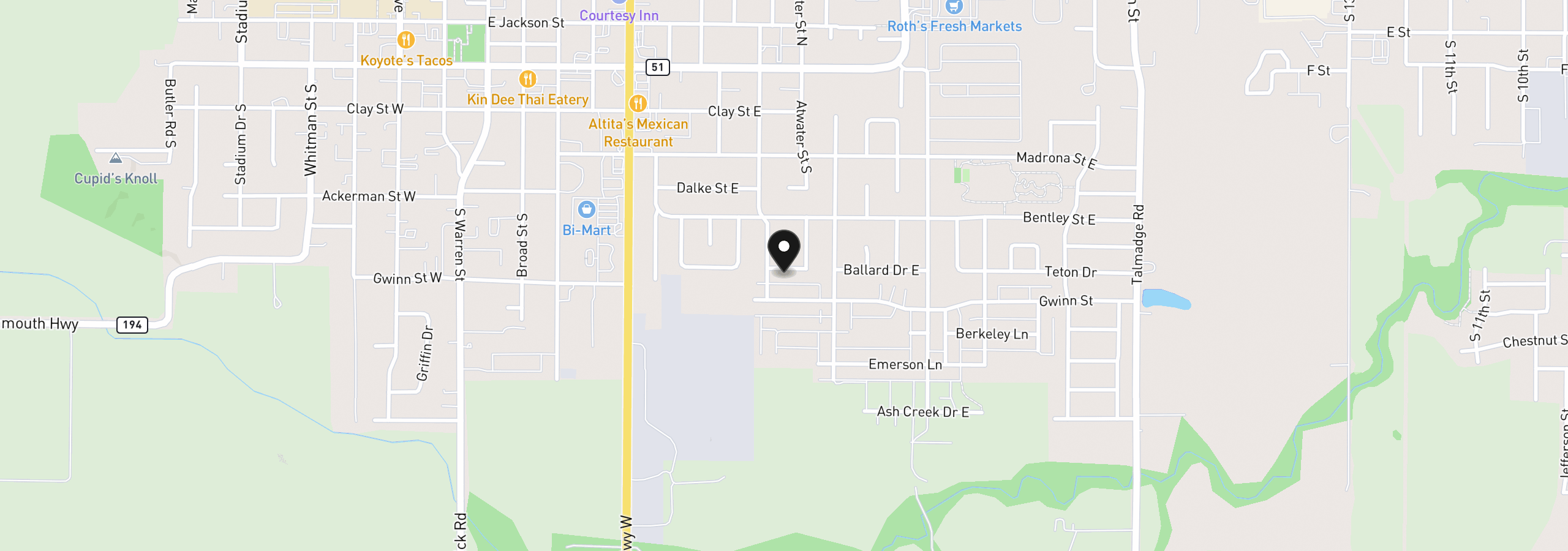 Map showing the location of 1023 Josephine St E, Monmouth, OR 97361
