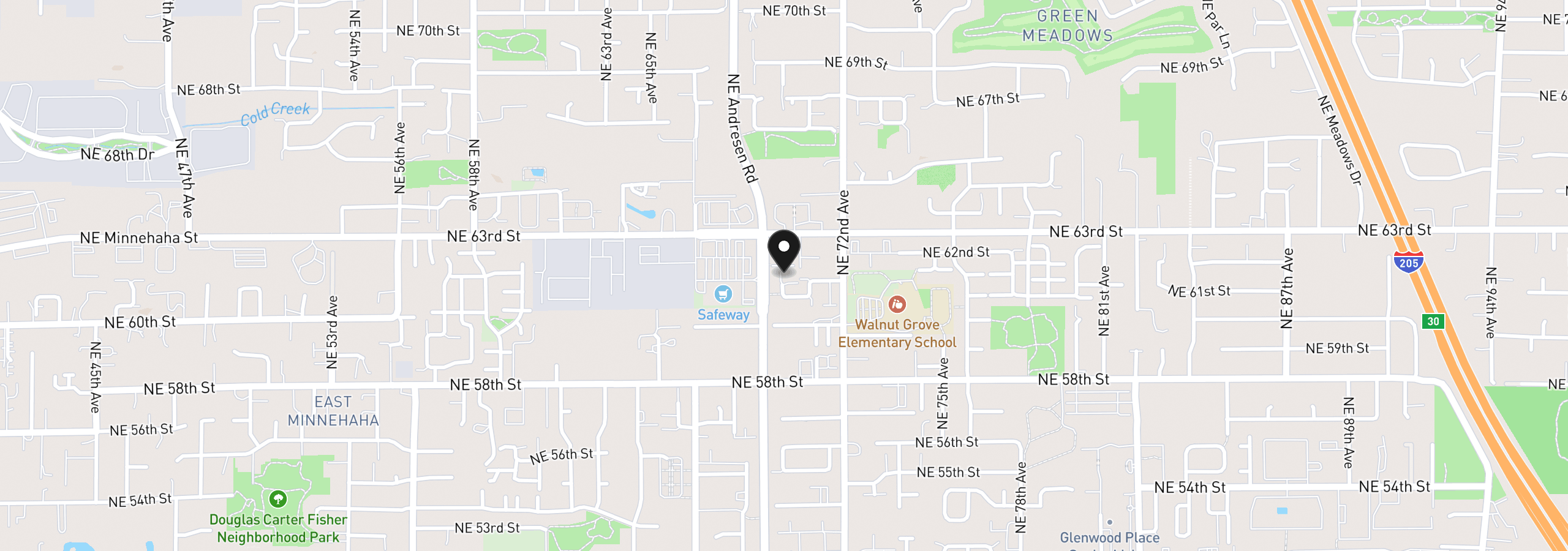 Map showing the location of 6203 NE 70th Ct, Vancouver, Wa 98661