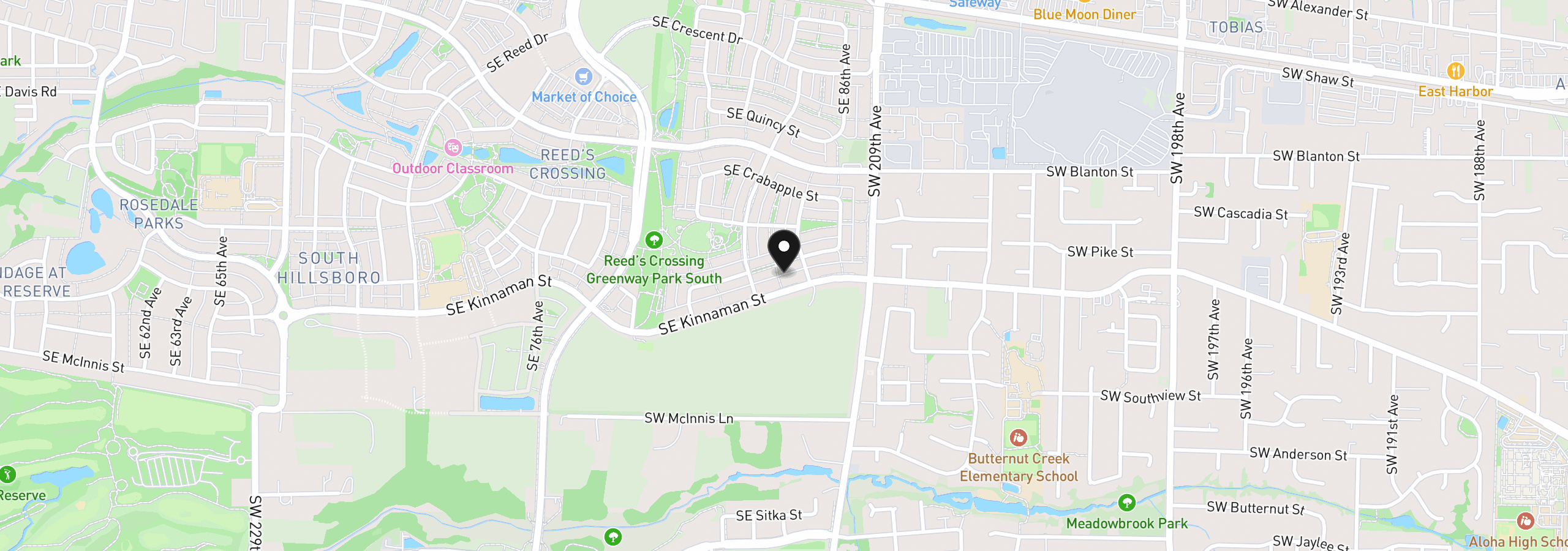 Map showing the location of 8424 SE Orion Ln, Hillsboro, OR 97123