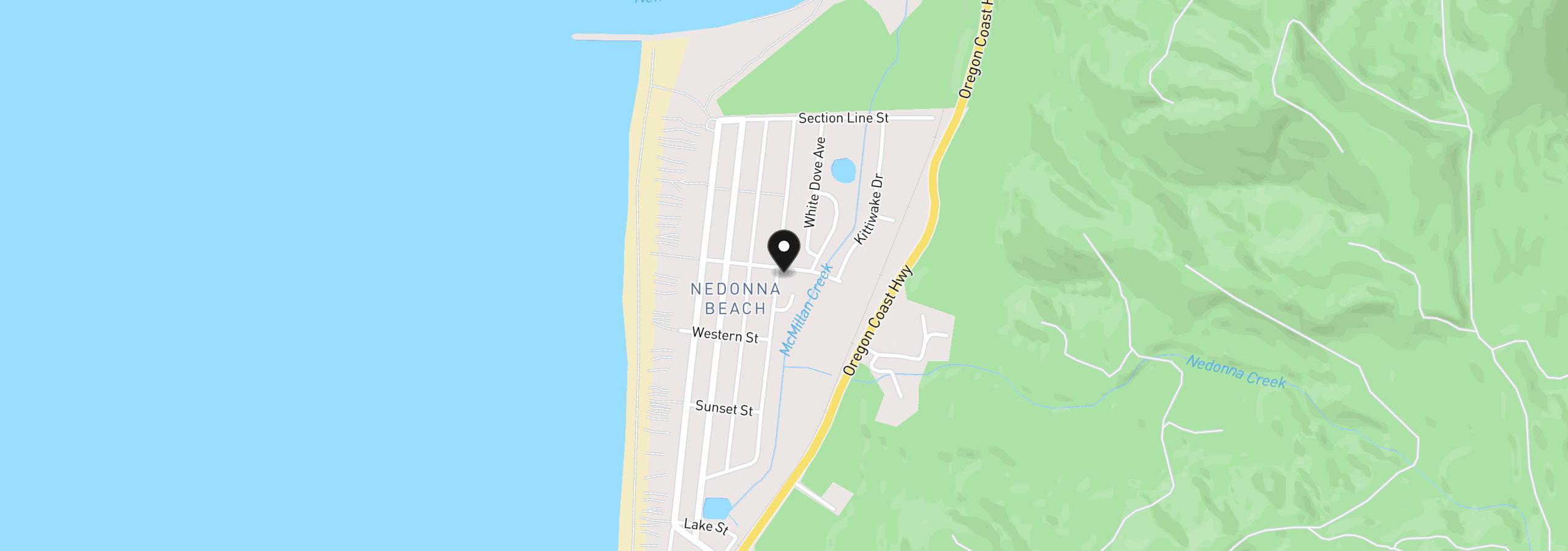 Map showing the location of 26395 David Ave, Rockaway Beach, OR 97136