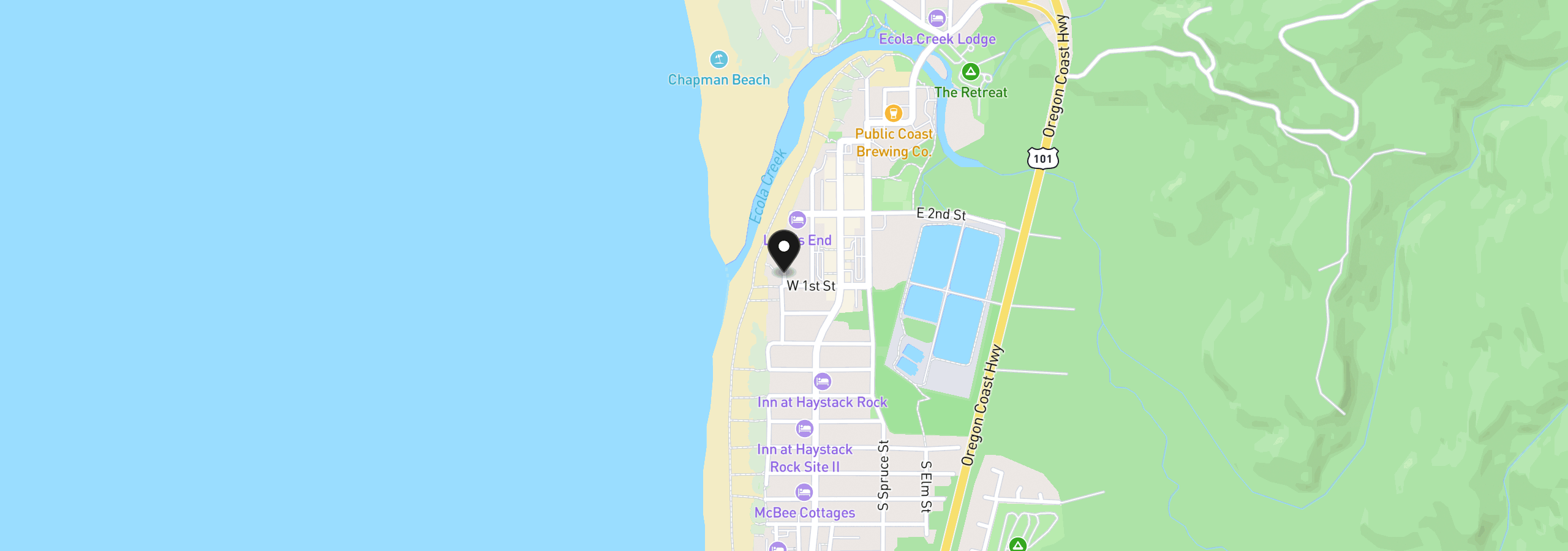 Map showing the location of N Laurel St Lot#3, Cannon Beach, OR 97110