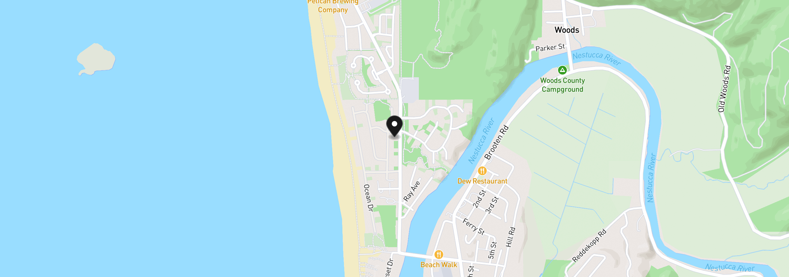 Map showing the location of 34320 Cape Kiwanda Dr, Pacific City, OR 97135