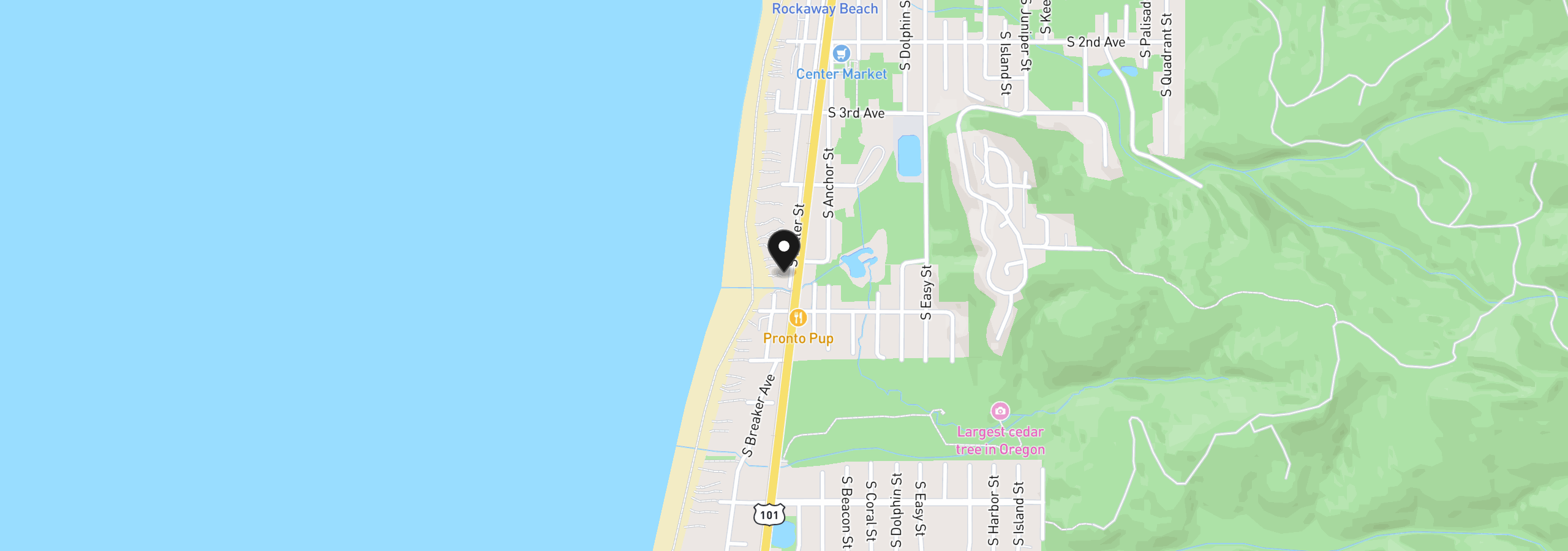 Map showing the location of 515 S Miller, Rockaway Beach, OR 97136