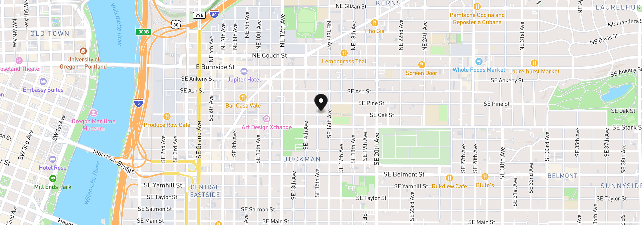 Map showing the location of 306 SE 15th Ave, Portland, OR 97214