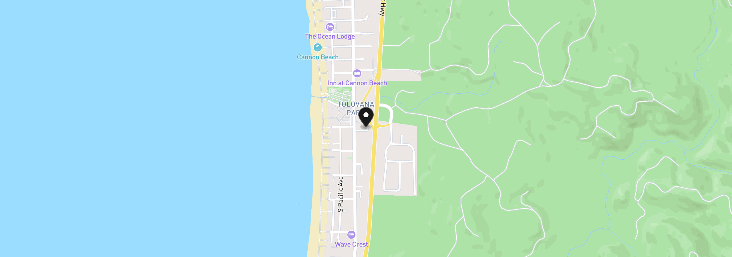 Map showing the location of 160 E Siuslaw St #3, Cannon Beach, OR 97110