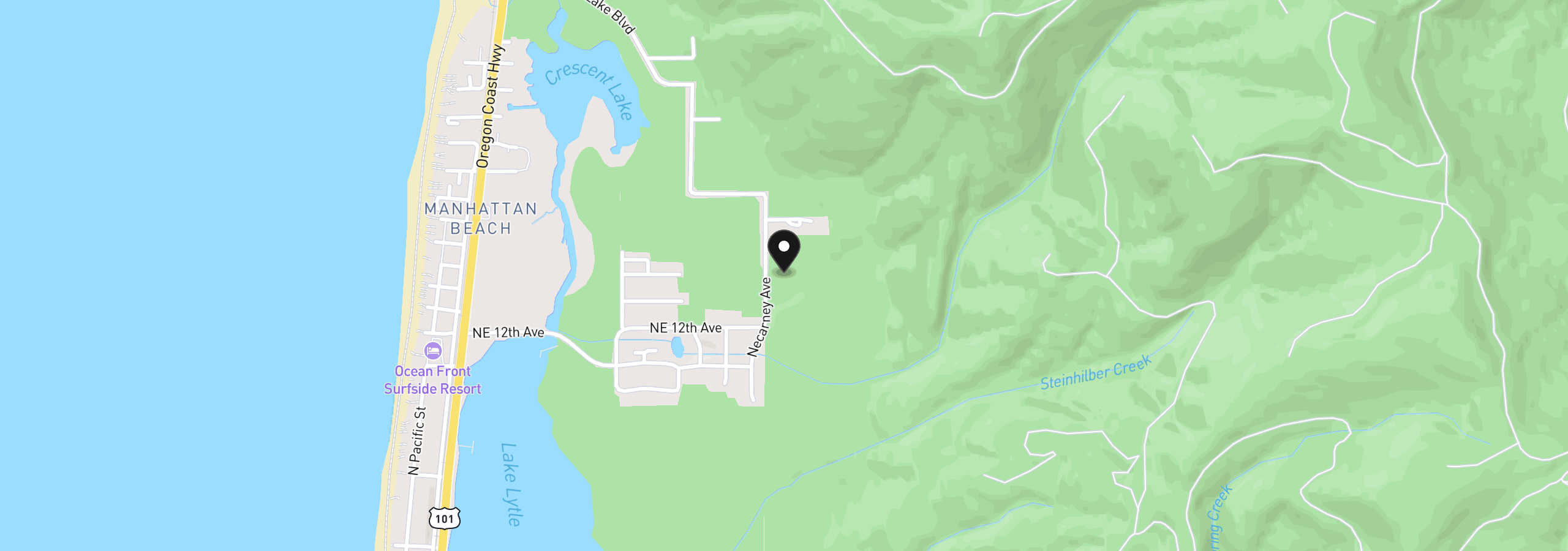 Map showing the location of NE 15th Ave, Rockaway Beach, OR 97136
