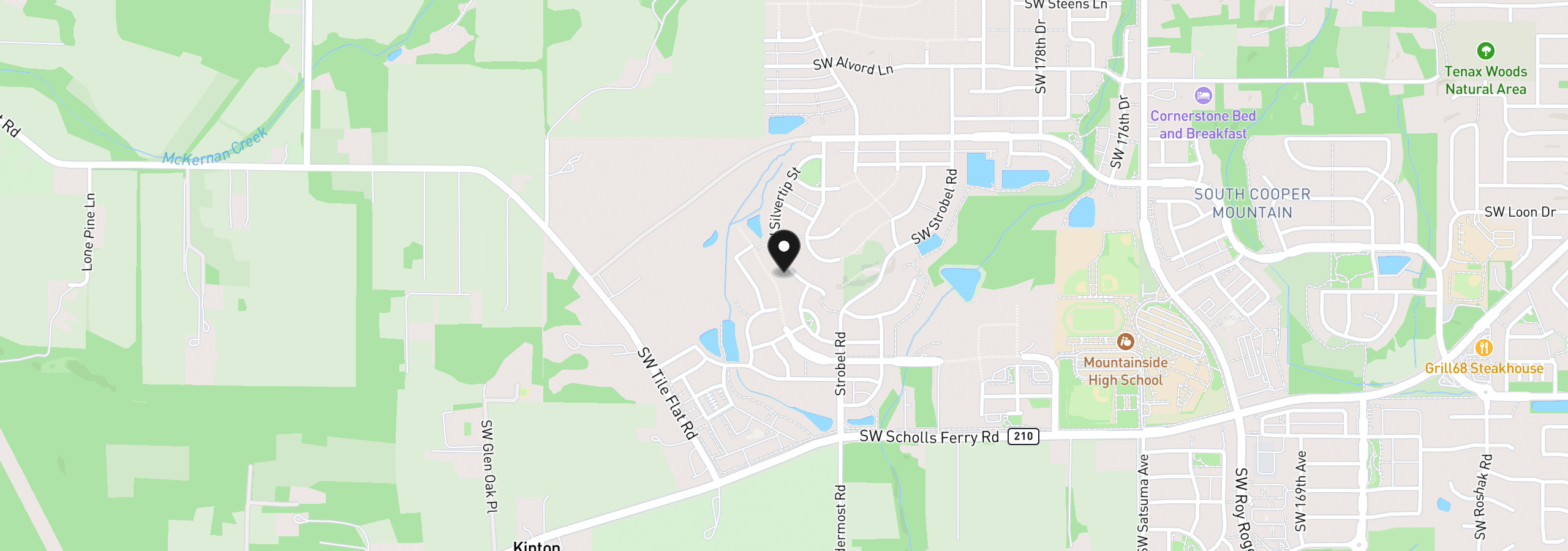 Map showing the location of 12435 SW Silvertip St, Beaverton, OR 97007
