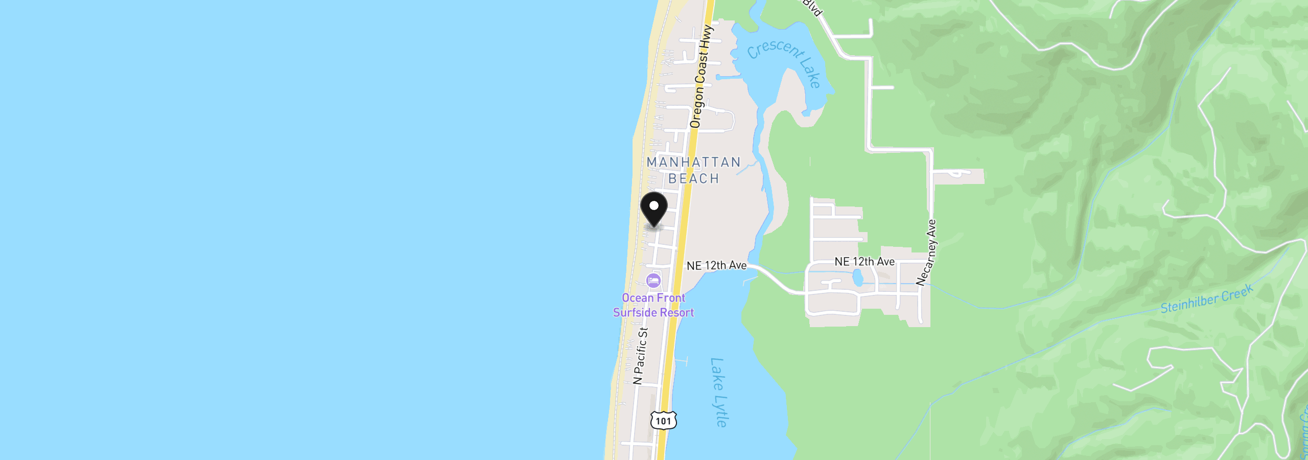 Map showing the location of 150 NW 14th Ave, Rockaway Beach, OR 97136
